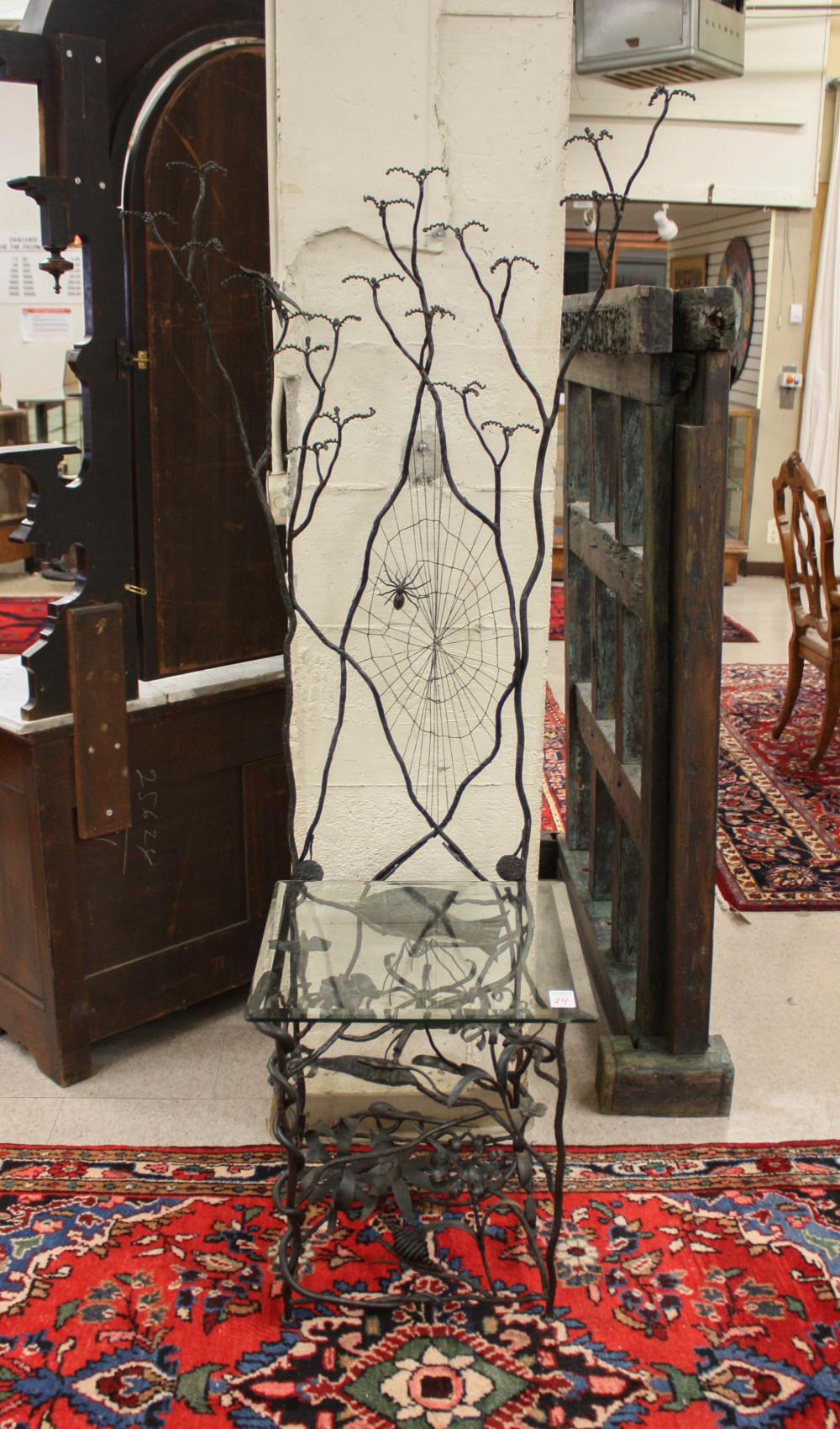 Appraisal: DAVE COOK Pennsylvania th century iron floor sculpture a chair-like