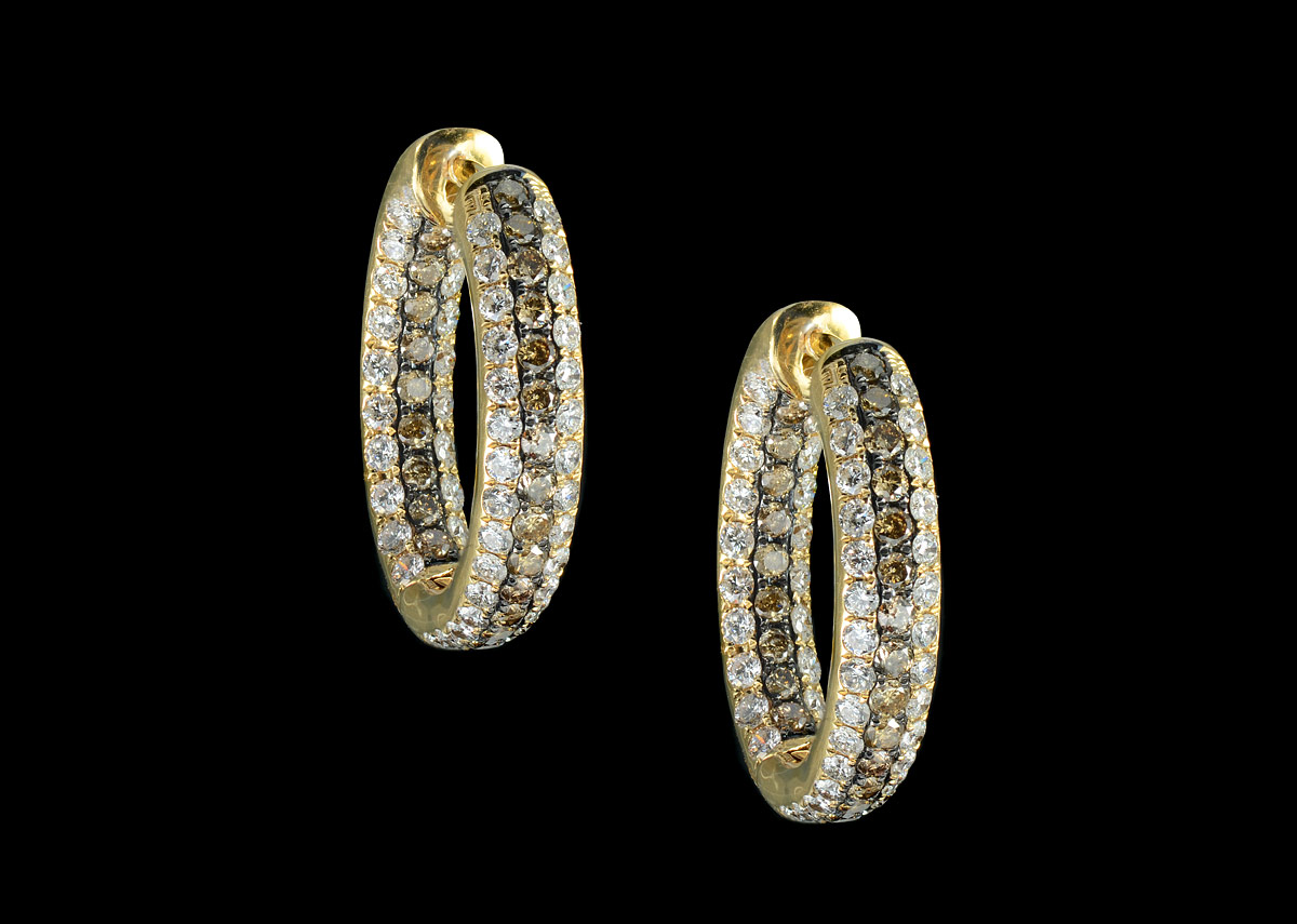 Appraisal: CTW DIAMOND HOOP EARRING K yellow gold hinged hoop earrings