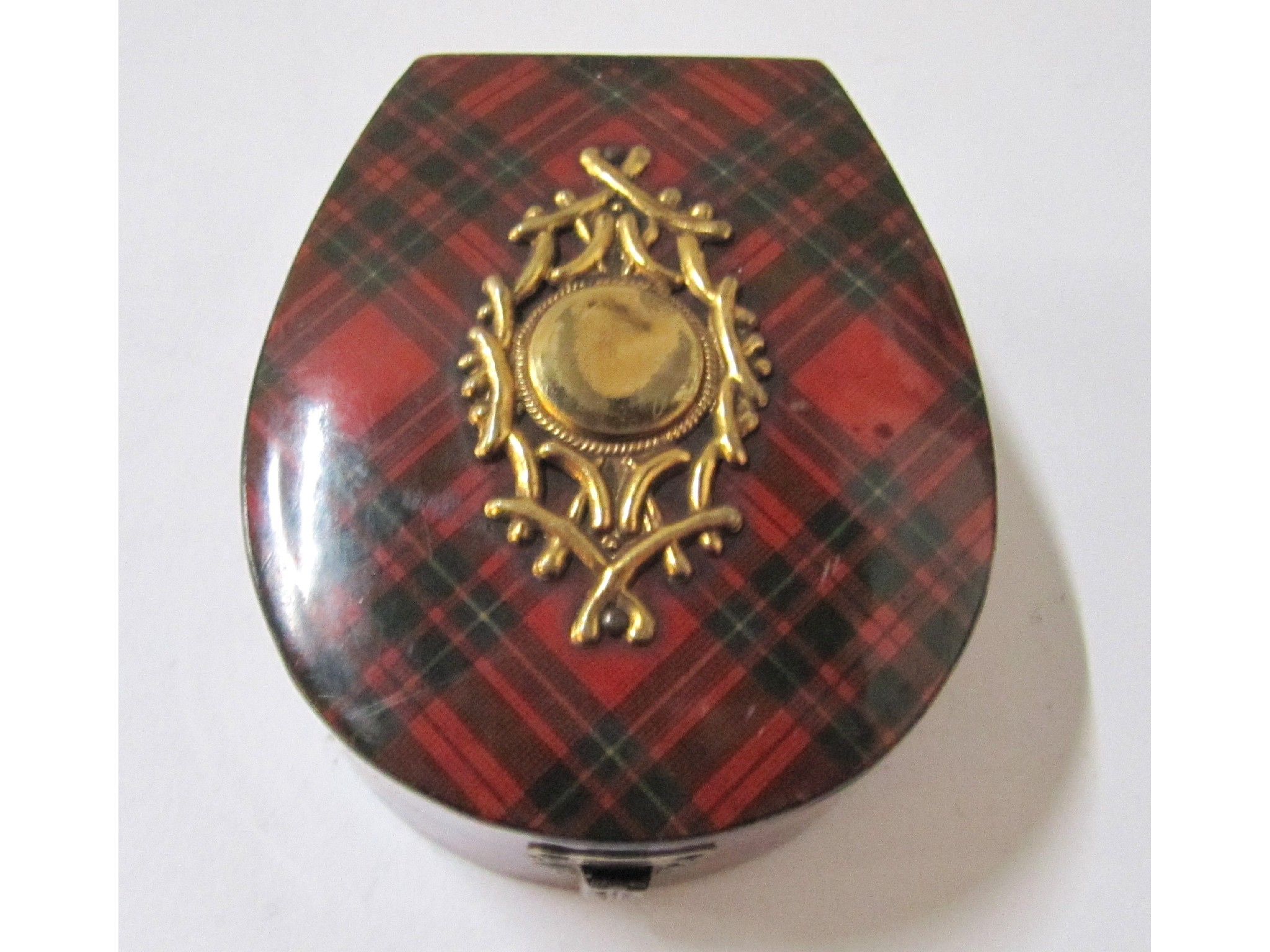 Appraisal: A Mauchline Tartanware pocket watch case with gilt metal mount