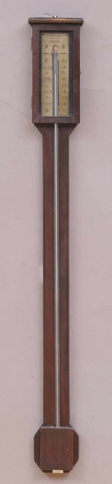 Appraisal: VICTORIAN MAHOGANY STICK BAROMETER BY A FANTOINE BRISTOL The engraved