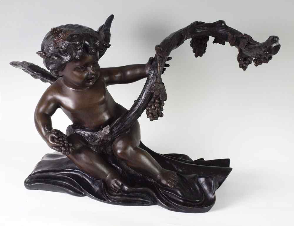 Appraisal: BRONZE CHERUB SCULPTURE SIGNED J MICHAEL TABLE BASE Contemporary bronze