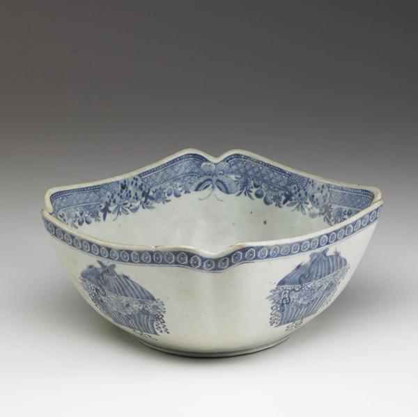 Appraisal: CHINESE EXPORT Blue and white square serving bowl ca -