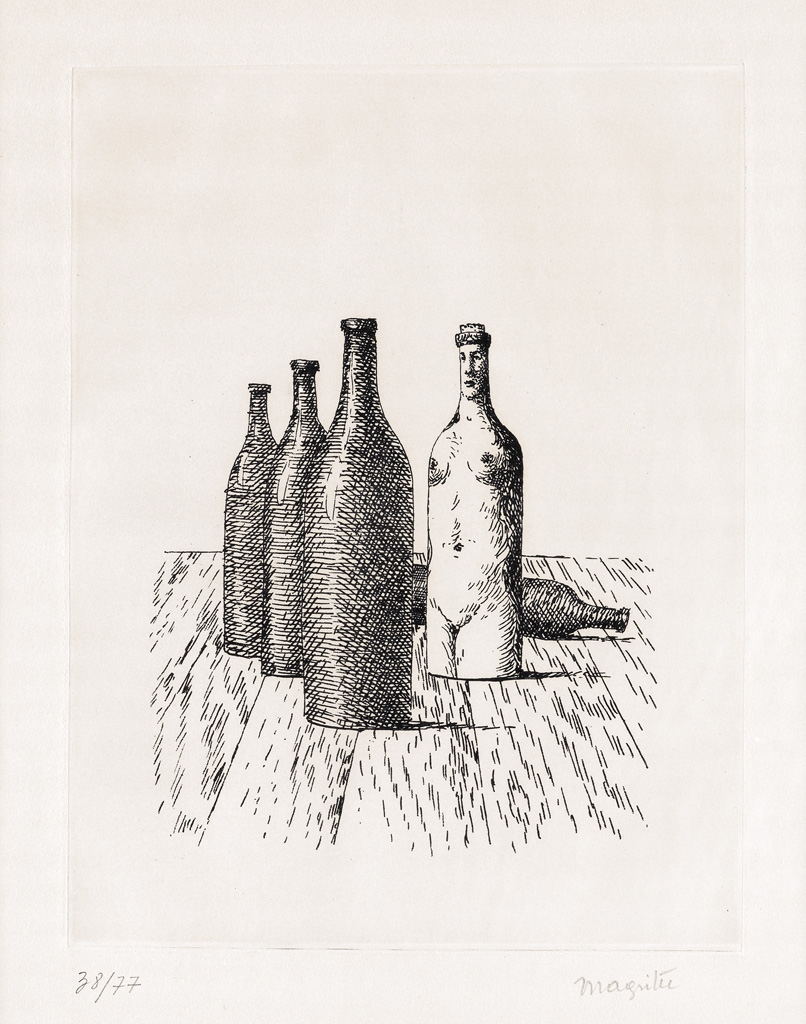 Appraisal: REN MAGRITTE La Comtesse de Monte Cristo--Les Bouteilles Etching printed