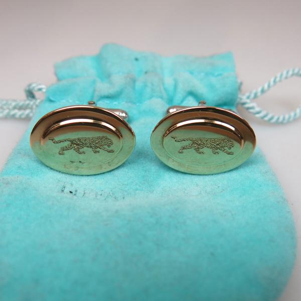 Appraisal: Pair Of Tiffany Co Sterling Silver Cufflinks with k yellow