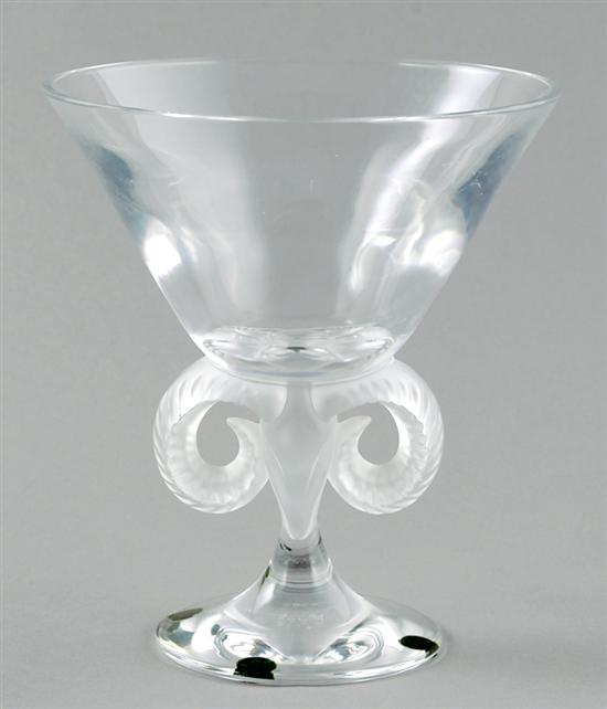 Appraisal: Lalique crystal compote with ram's-head stem clear bowl supported by