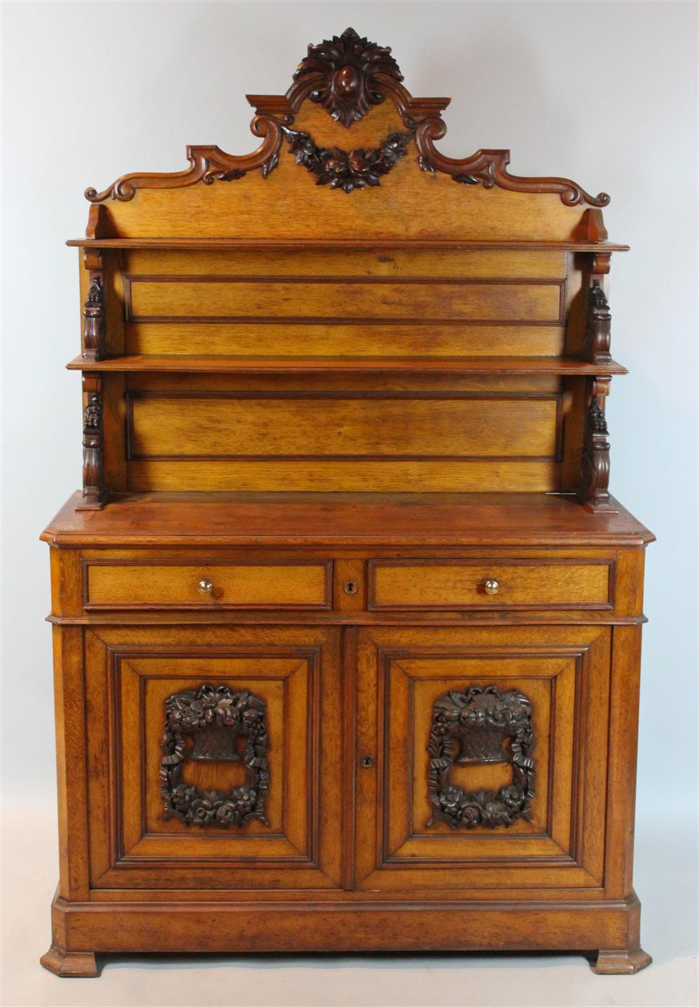 Appraisal: LOUIS PHILIPPE CARVED OAK BUFFET WITH PLATE RACK mid th