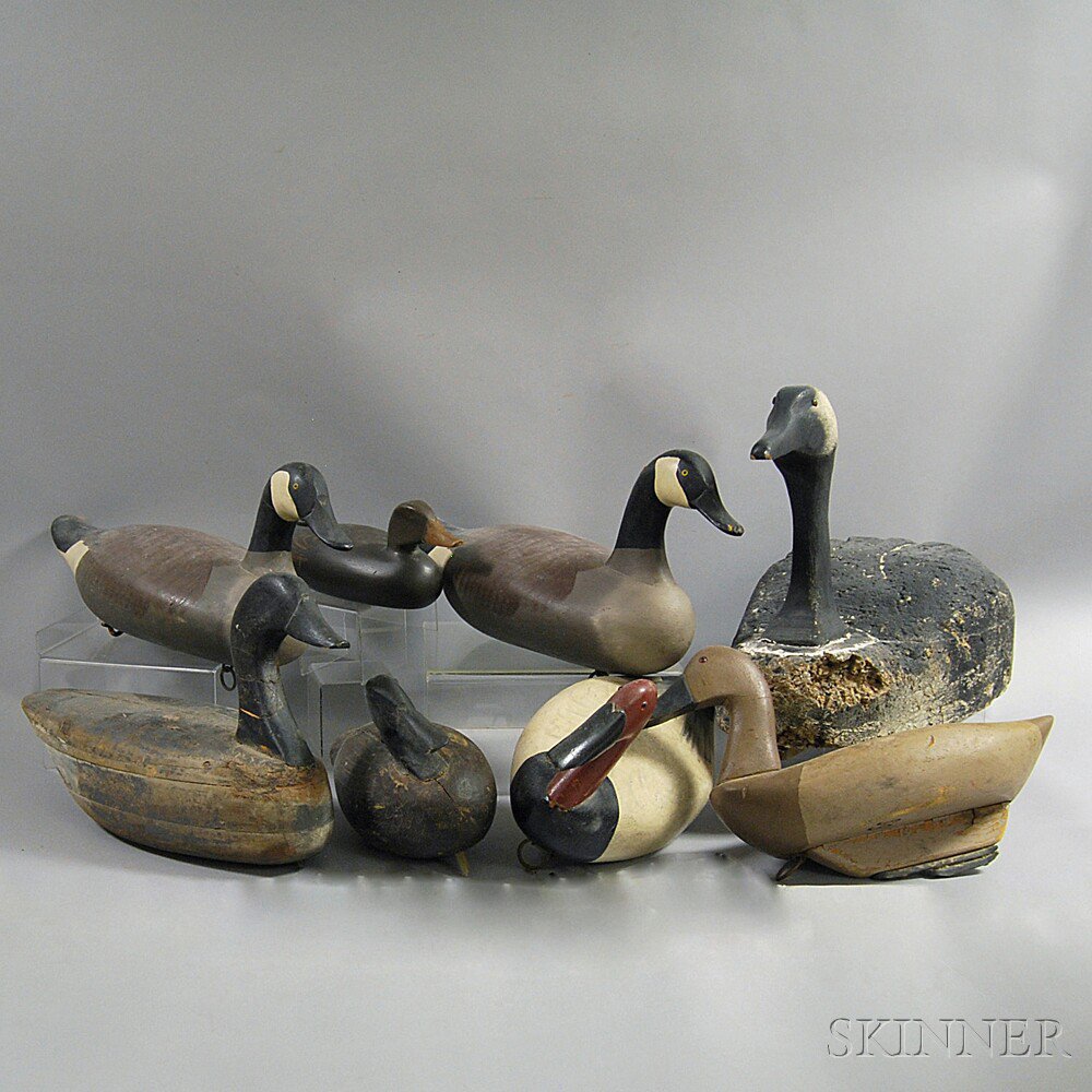 Appraisal: Eight Carved and Painted Duck and Goose Decoys Estimate -