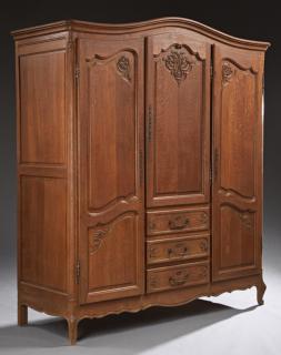 Appraisal: French Louis XV Style Carved Oak Armoire th c the