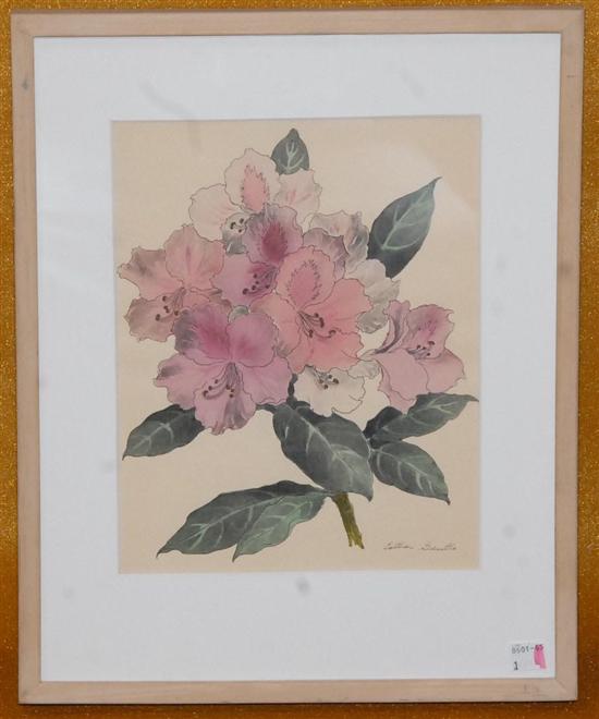 Appraisal: ESTHER GENTLE Etching Hibiscus Signed and undated x framed in