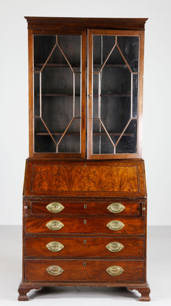 Appraisal: - th C Georgian Mahogany Secretary Bookcase th century Georgian