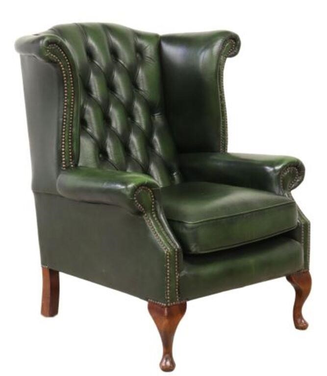 Appraisal: English Queen Anne style wingback armchair mid to late th