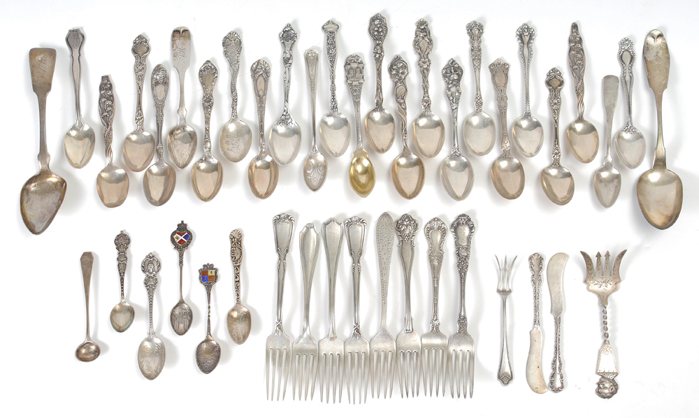 Appraisal: COLLECTION OF STERLING TEASPOONS MORE An assembled collection of approx