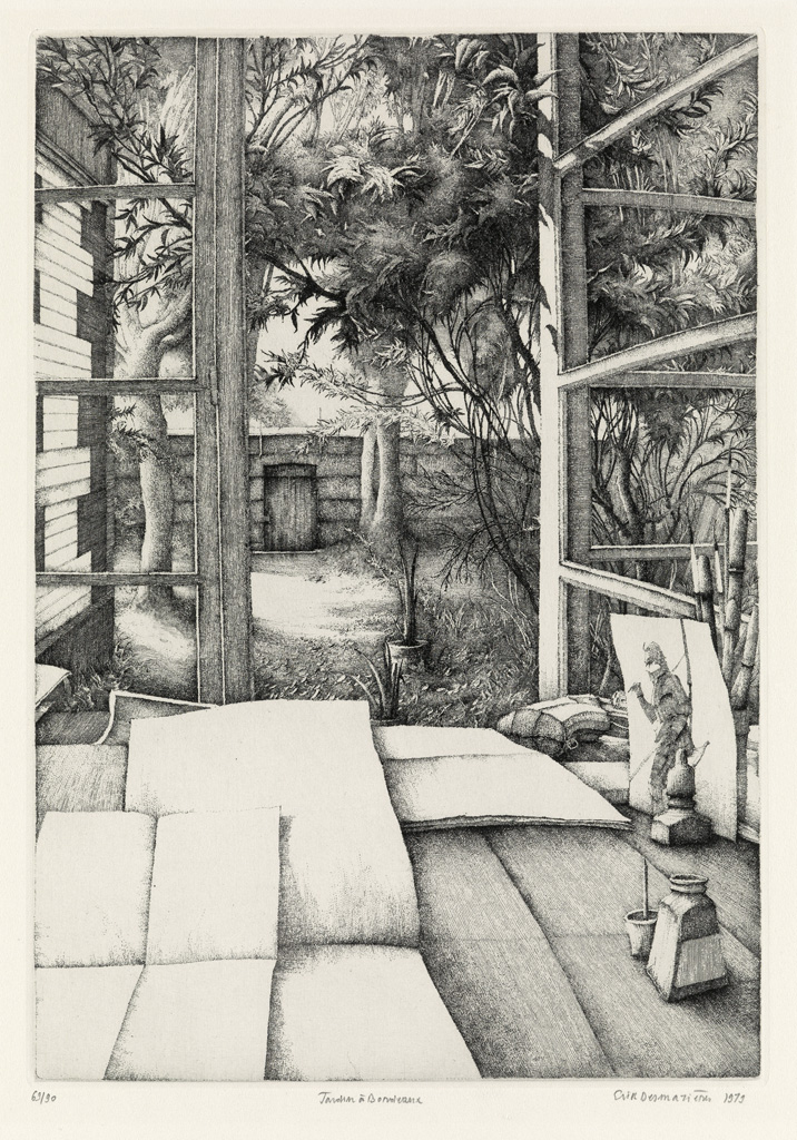 Appraisal: ERIK DESMAZI RES Jardin Bordeaux Etching x mm x inches