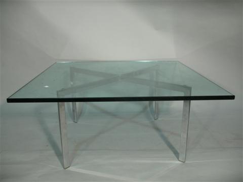 Appraisal: MIES VAN DER ROHE STYLE GLASS COFFEE TABLE Mid to