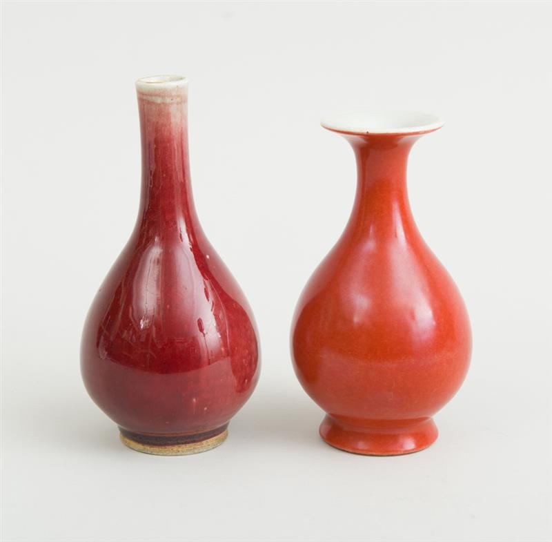 Appraisal: CHINESE FLAMB -GLAZED PORCELAIN SMALL BOTTLE VASE AND A CHINESE