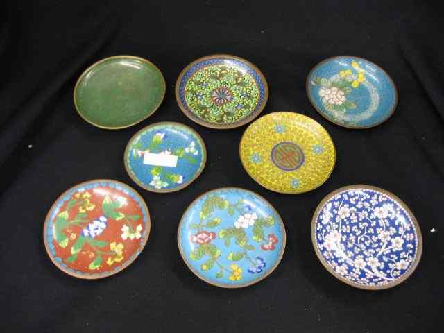 Appraisal: Chinese Cloisonne Dishes various colors florals most are '' diameter