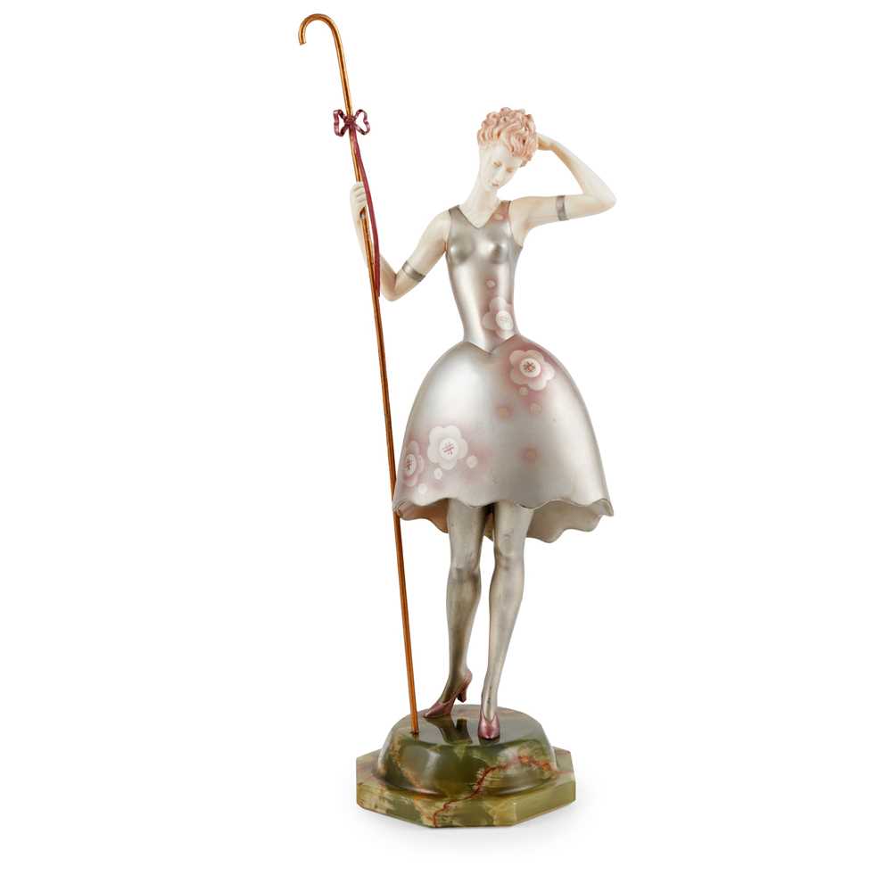 Appraisal: Y FERDINAND PREISS - 'BO-PEEP' ART DECO FIGURE CIRCA cold