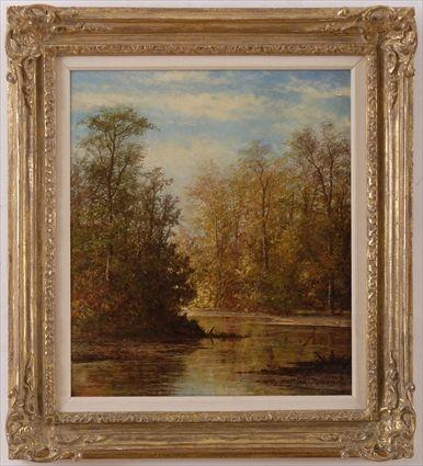 Appraisal: CARL BRENNER - AUTUMN LANDSCAPE WITH STREAM Oil on panel