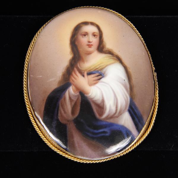 Appraisal: Antique Continental Mary Magdeline Porcelain Portrait Plaque mounted as a