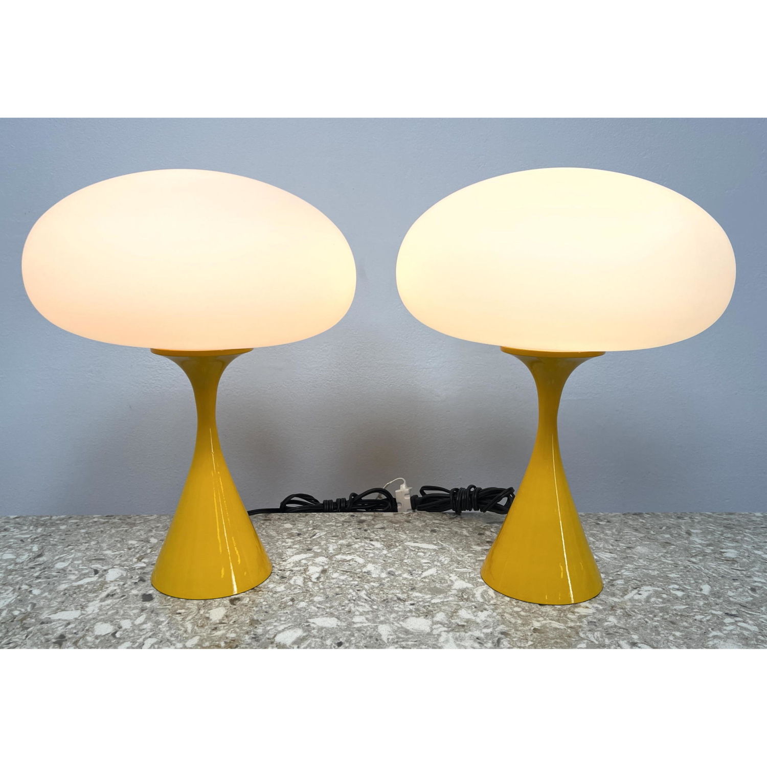 Appraisal: Pair Contemporary Stemlite Table Mushroom Lamps Designline Taller model Dimensions