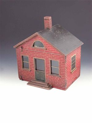 Appraisal: A painted wood doll's house the single storey interior with