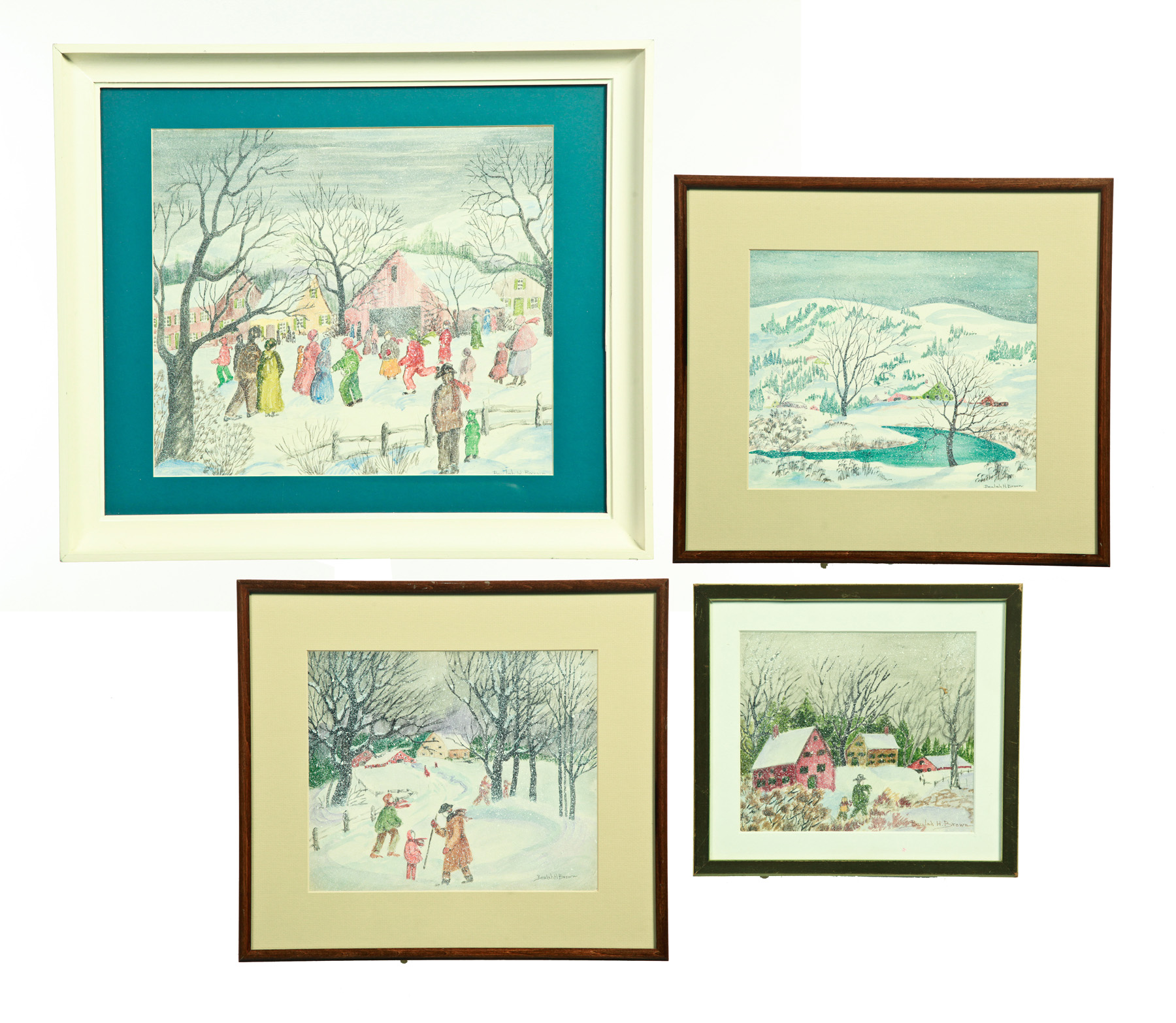 Appraisal: FOUR WINTER SCENES BY BEULAH HAZELRIGG BROWN INDIANA - Gouache