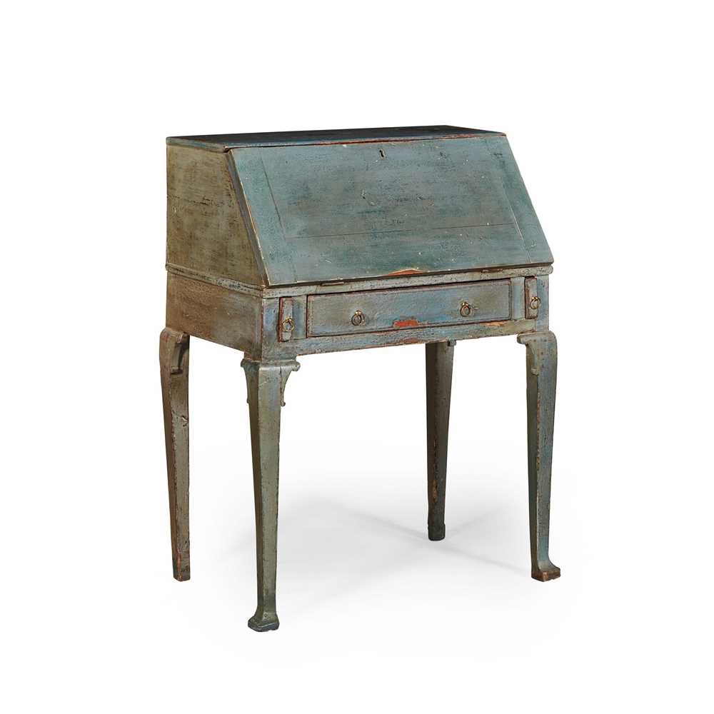 Appraisal: EARLY GEORGIAN PROVINCIAL BLUE-PAINTED PINE BUREAU TH CENTURY the slant