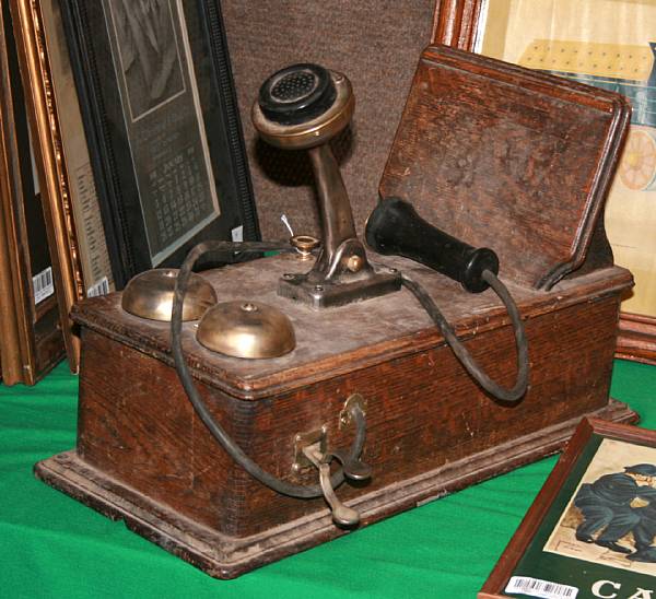 Appraisal: Oak Encased Western electric wall telephones Two early th century