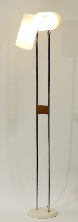 Appraisal: Tubular Chrome White Lucite Articulated Pole Lamp United States th