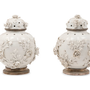 Appraisal: A Pair of Blanc-de-Chine Porcelain Covered Jars Late th Early