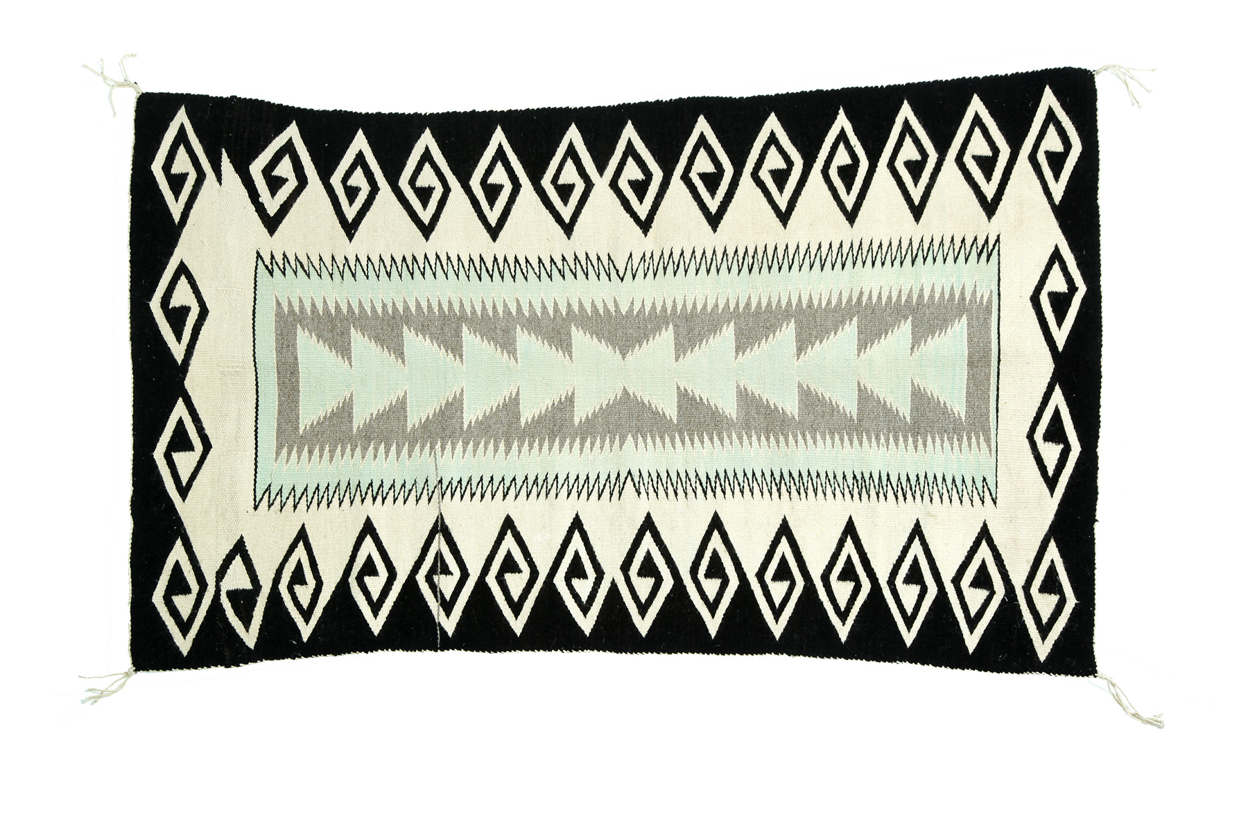 Appraisal: NAVAJO RUG Mid th century Unusual green and grey center