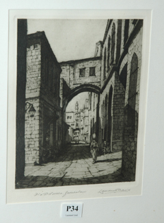 Appraisal: LAWRENCE DAVIES VIA DOLOROSA JERUSALEM ETCHING