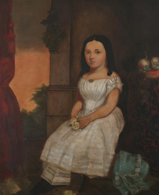 Appraisal: AMERICAN SCHOOL th century YOUNG GIRL IN AN INTERIOR POSSIBLY