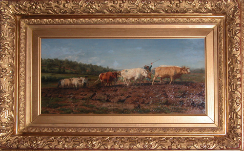 Appraisal: Plowing the Fields Paelle possibly x inches Oil on canvas