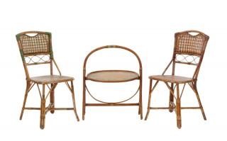 Appraisal: Pair French Bistro Chairs and Table French first half th