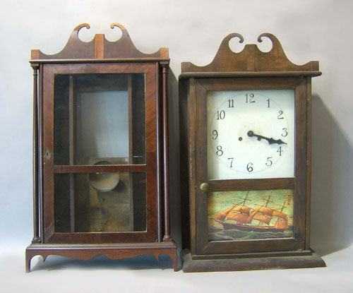 Appraisal: Pillar Scroll clock case h together with a mantle clock