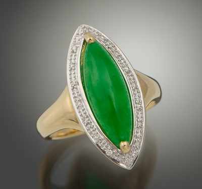 Appraisal: A Ladies' Jadeite and Diamond Ring k yellow gold ring