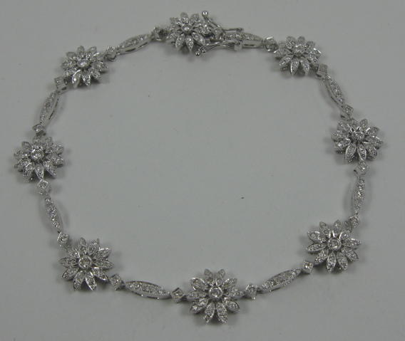 Appraisal: DIAMOND AND EIGHTEEN KARAT WHITE GOLD BRACELET - in length