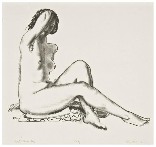 Appraisal: George Bellows - Nude Study Girl on a Flowered Cushion