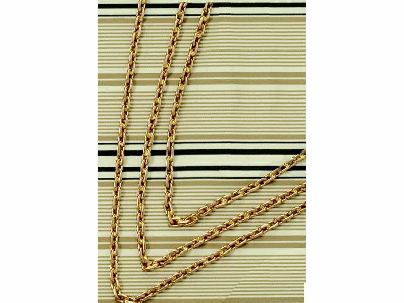 Appraisal: GOLD CHAIN k oval polished rose gold link fifty-six inch