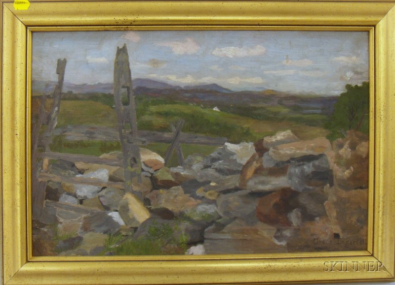 Appraisal: Framed Oil on Canvas of a Landscape View with Stone