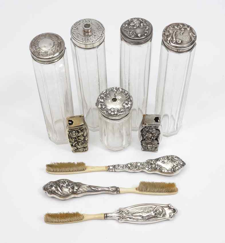 Appraisal: ART NOUVEAU STERLING SILVER DENTAL ITEMS To include sterling handled