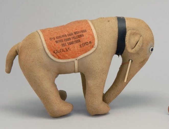 Appraisal: STUFFED ELEPHANT TOY From the G O P Convention Saddle