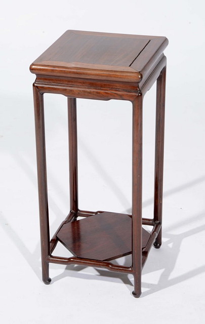 Appraisal: A CHINESE ROSEWOOD SQUARE URN STAND cm square