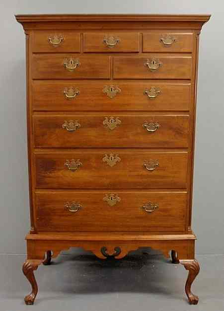 Appraisal: Chippendale walnut chest-on-frame the upper section c with a molded