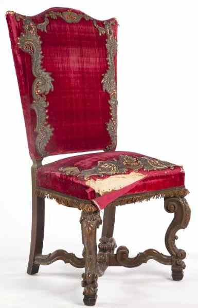 Appraisal: Italian Upholstered and Carved Side Chairlate th century carved and