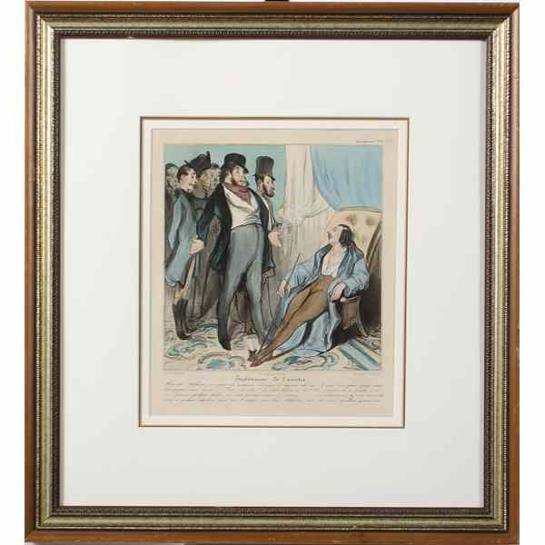 Appraisal: Satirical French Engraving Engraving on paper with watercolor and gum