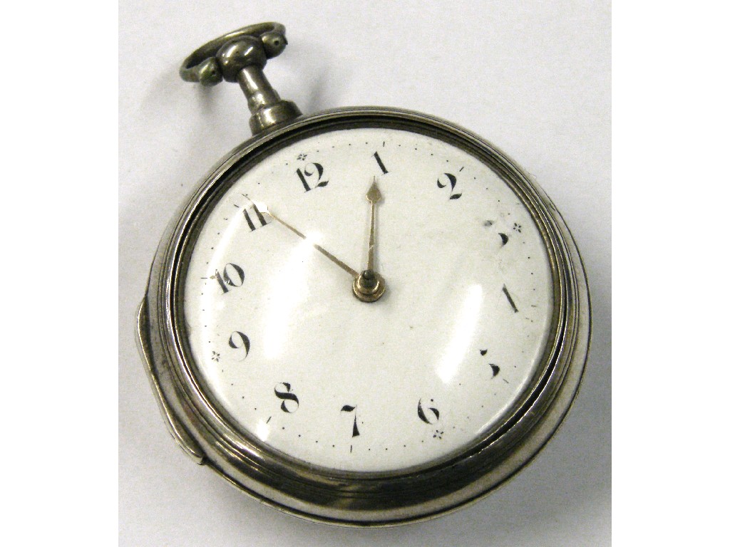 Appraisal: Silver fusee verge pair case pocket watch hallmarked London the