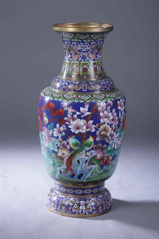 Appraisal: CHINESE CLOISONN ENAMEL VASE Bird and floral decoration - in