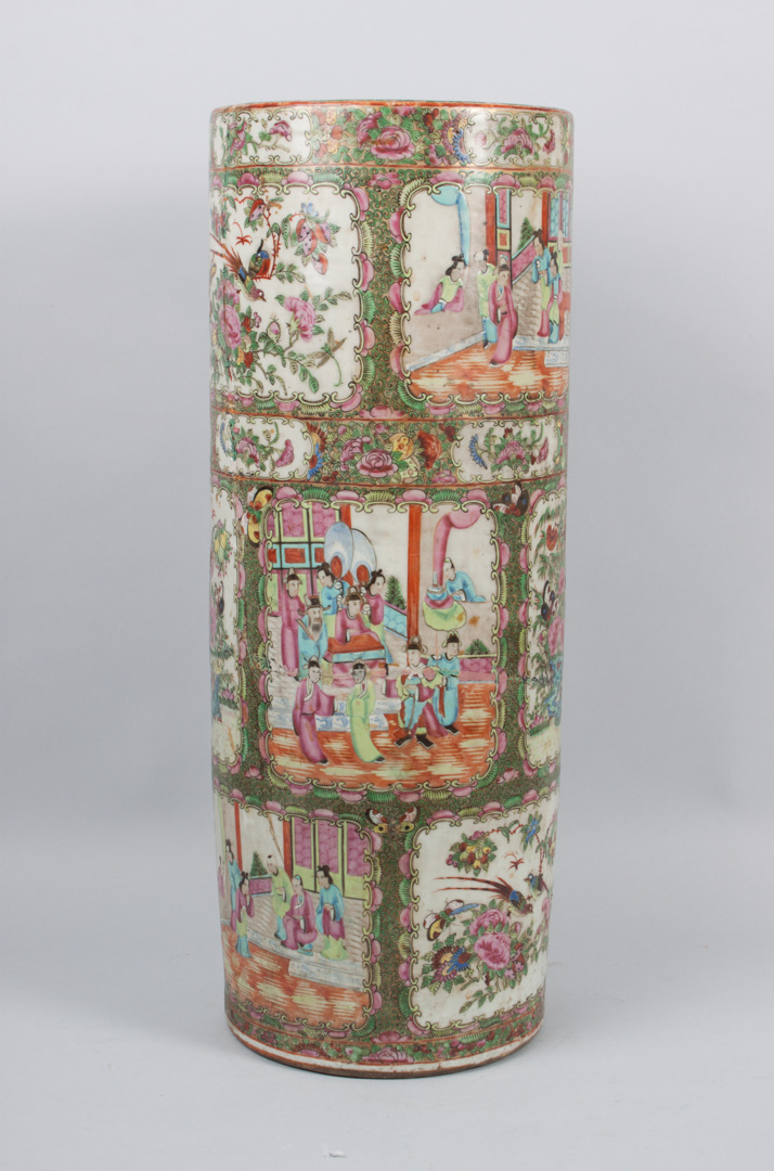 Appraisal: Chinese Export porcelain umbrella stand fourth quarter- th century rose